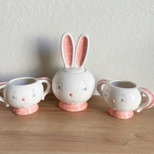 Johanna Parker Transpac Easter Bunny Cookie Jar and Candy Dishes